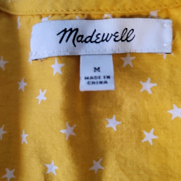Madewell Wrap Star Print Blouse Size M Mustard Yellow - Picture 7 of 11